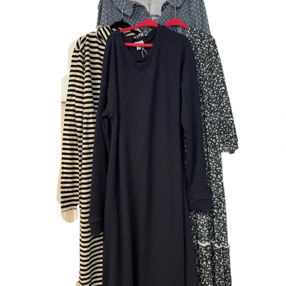 Girls sz 14 fall winter dress bundle Long Sleeve Casual ribbed striped floral
